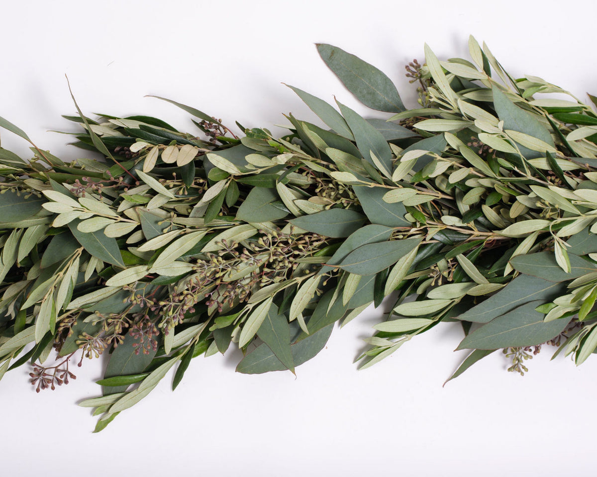 The White Company Faux Eucalyptus and Olive Garland